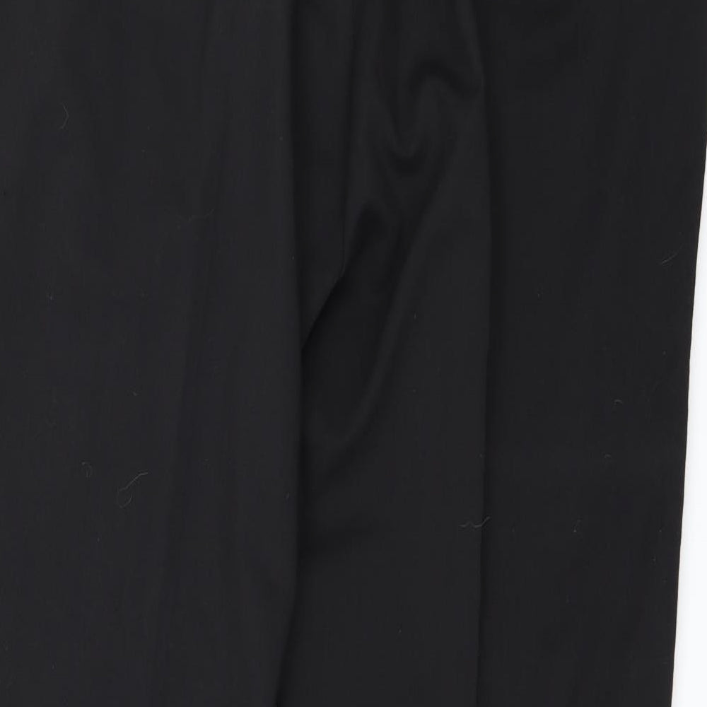 Brand and care label for Preworn men’s black trousers, size 41, in, 34-inch leg - `