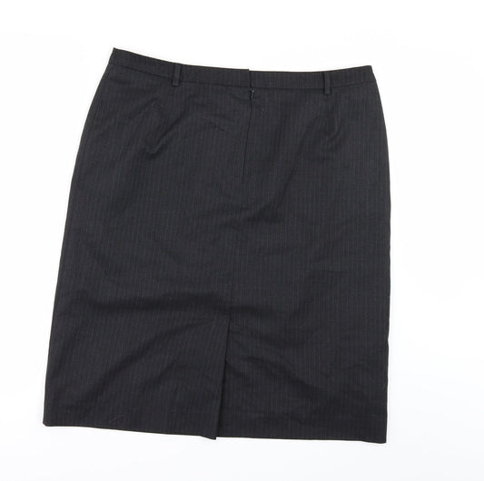 Preworn Womens Grey Striped A-Line Skirt Size 16