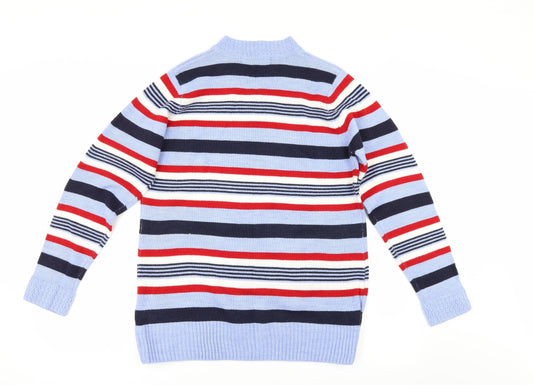 EWM Womens Blue Striped Pullover Jumper Size M