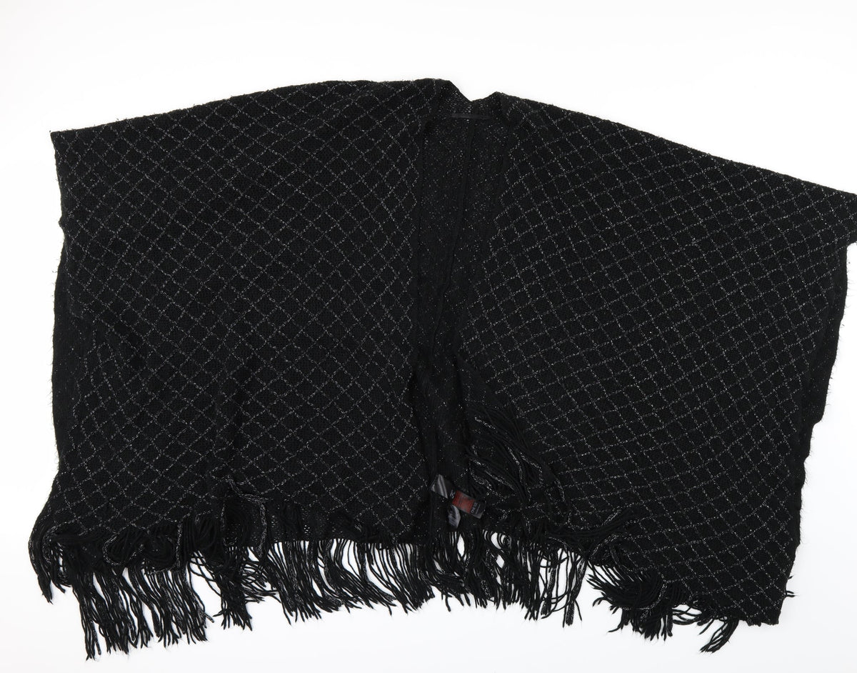 Front view of Preworn women’s black shawl/wrap - `
