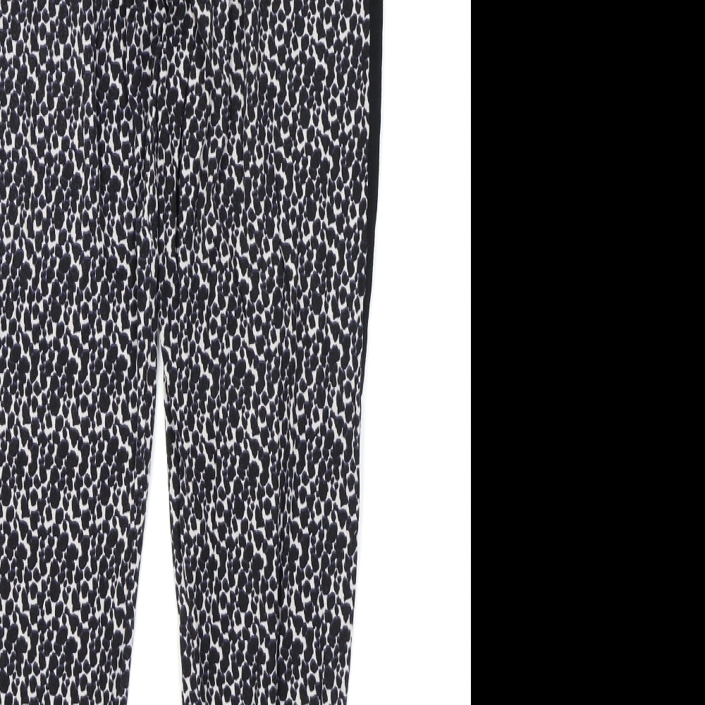 Brand and care label for Next women’s black animal print chemise lounge pants, size UK 10