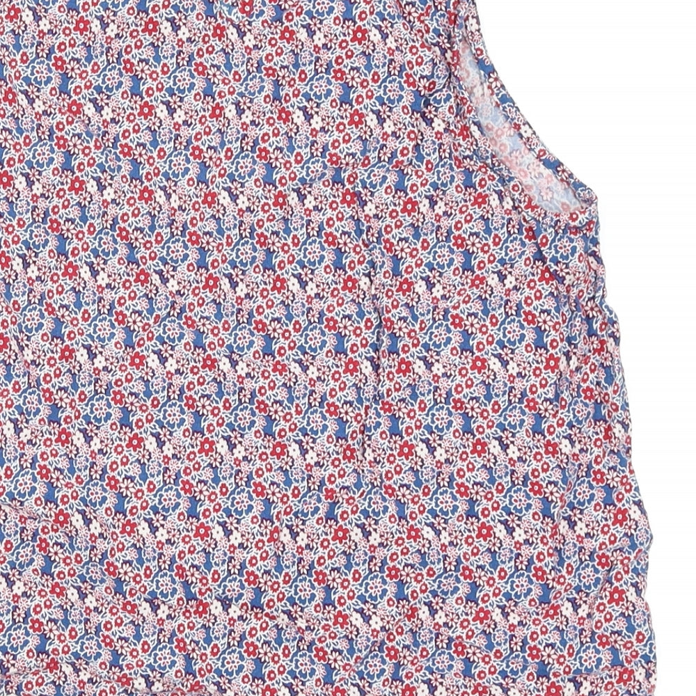 Brand and care label for New Look girls’ blue floral camisole tank, size 12-13, years