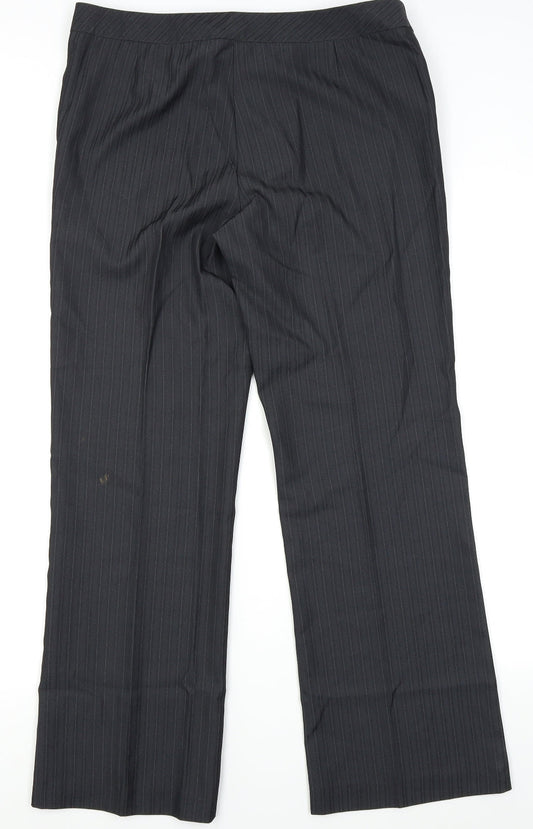 Asda George Womens Black Striped Trousers Size 14 L27 in