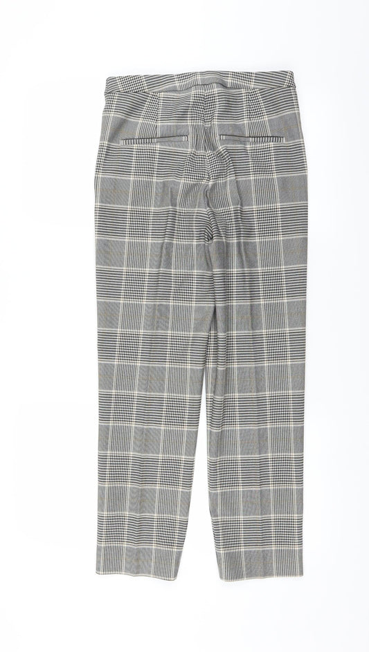 H&M Womens Grey Plaid Trousers Size 8 L25 in
