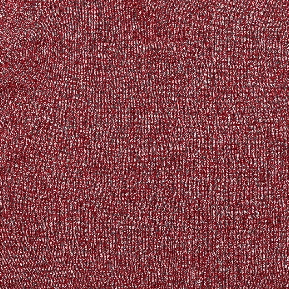 Brand and care label for Bonmarché women’s red jumper, size S, - glittery