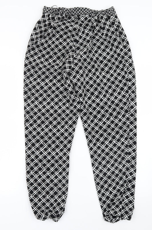 Topshop Womens Black Geometric Trousers Size 6 L27 in