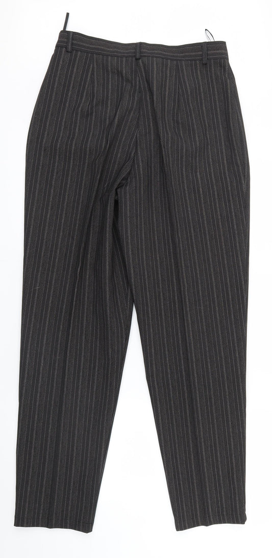 Best basics Womens Black Striped Trousers Size 14 L29 in
