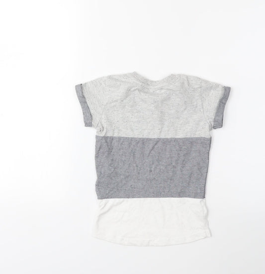 NEXT Boys Grey Striped Basic T-Shirt Size 4 Years