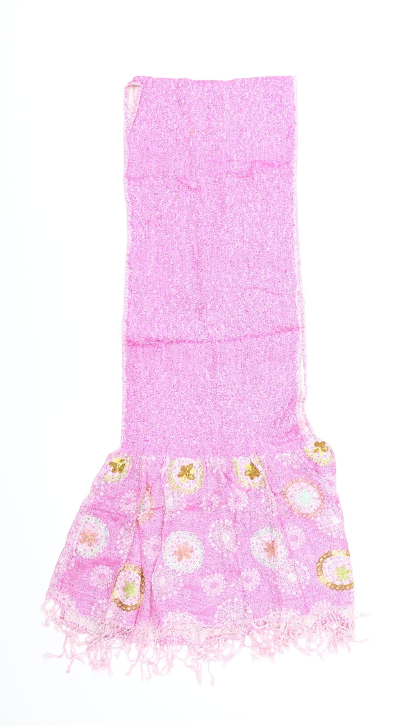 Preworn Womens Pink Floral Scarf