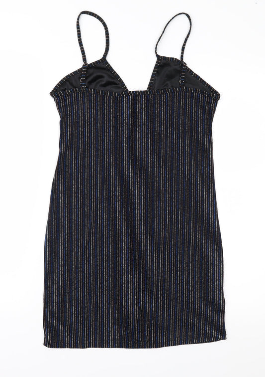 Cameo Rose Womens Black Striped Slip Dress Size 14