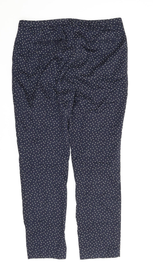 R Edition Womens Blue Polka Dot Chino Trousers Size 10 L27 in