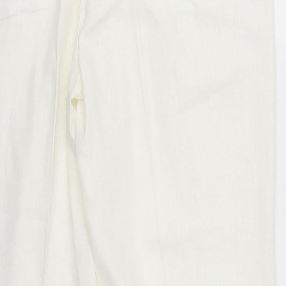 Brand and care label for Anna Rose women’s white trousers, size UK 16, 29.5-inch leg
