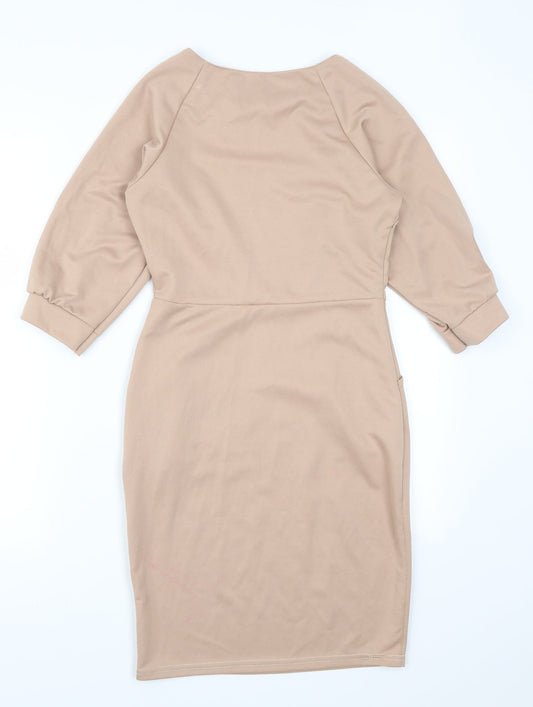 XuiyaFashion Womens Beige Pencil Dress Size S