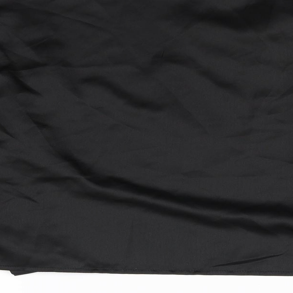 Brand and care label for PRETTYLITTLETHING women’s black cardigan jumper, size UK 12