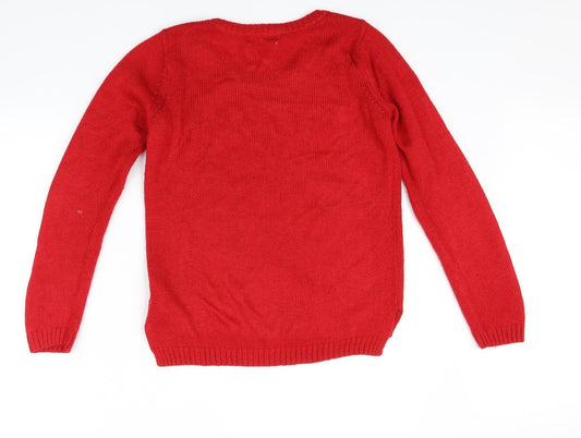 H&M Girls Red Pullover Jumper Size 13-14 Years