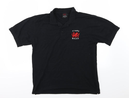 Manav Mens Black Polo Size M - Wales