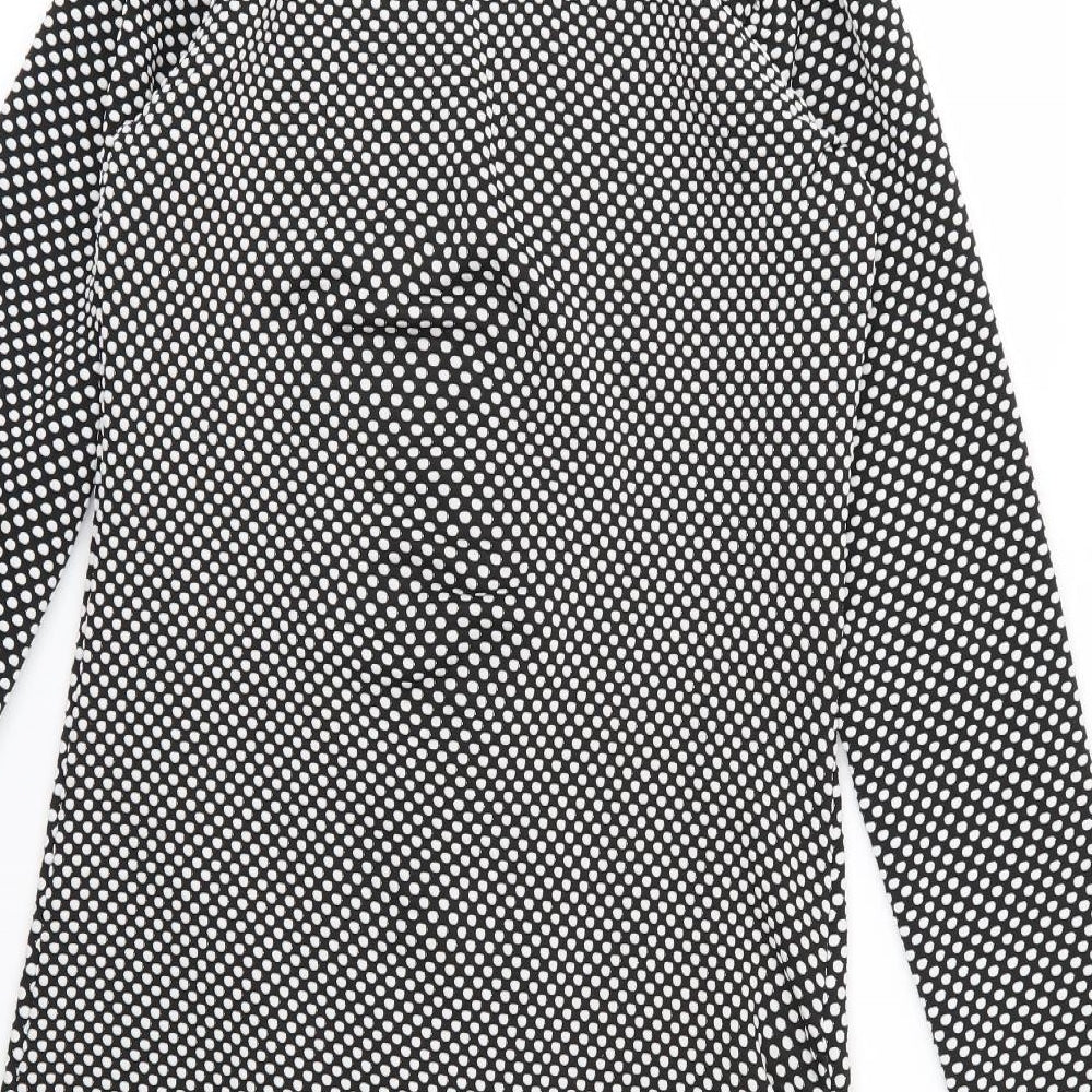 Brand and care label for One Touch women’s black polka dot jacket blazer, size UK 8