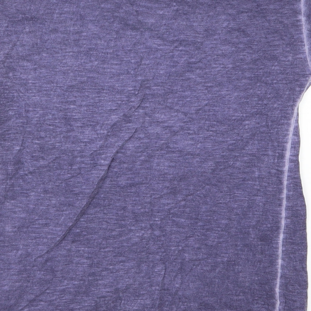Brand and care label for Next girls’ purple jersey basic t-shirt, size 9, years
