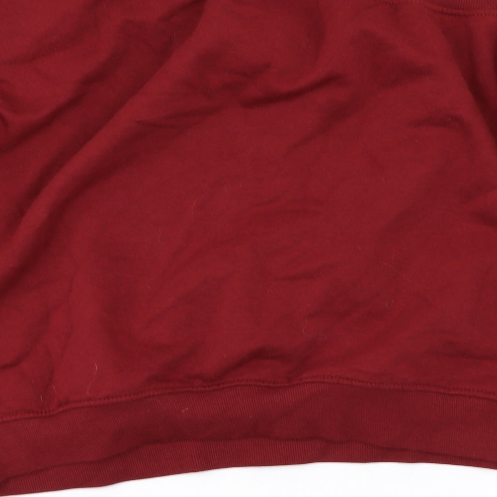 Brand and care label for H&M women’s red jumper, size S