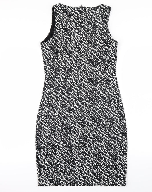 H&M Womens Black Animal Print Bodycon Size 8