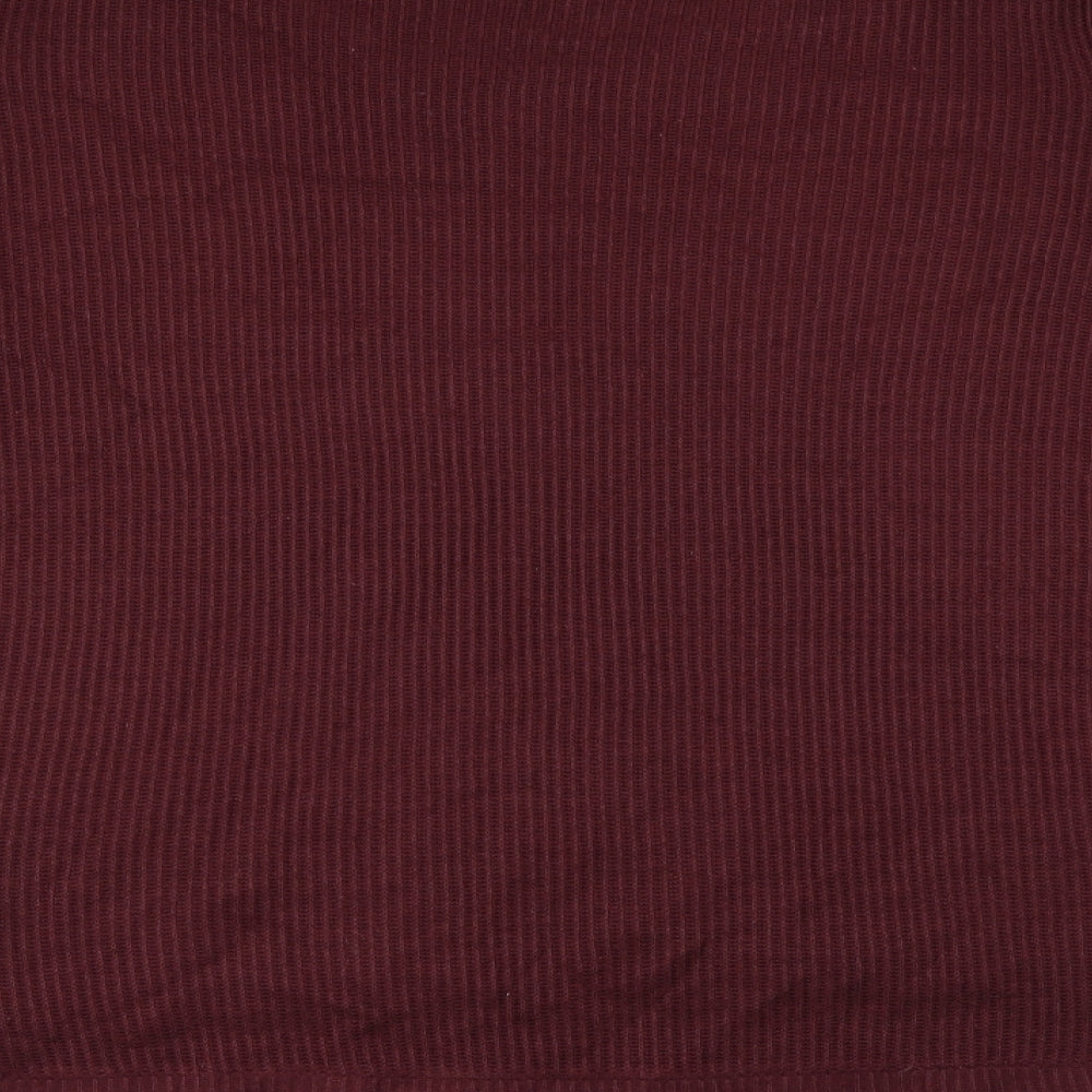 Brand and care label for Dorothy Perkins women’s purple jumper, size UK 16