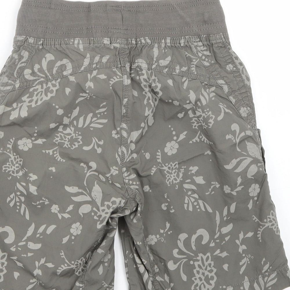 Brand and care label for H&M women’s grey bermuda shorts, size UK 6