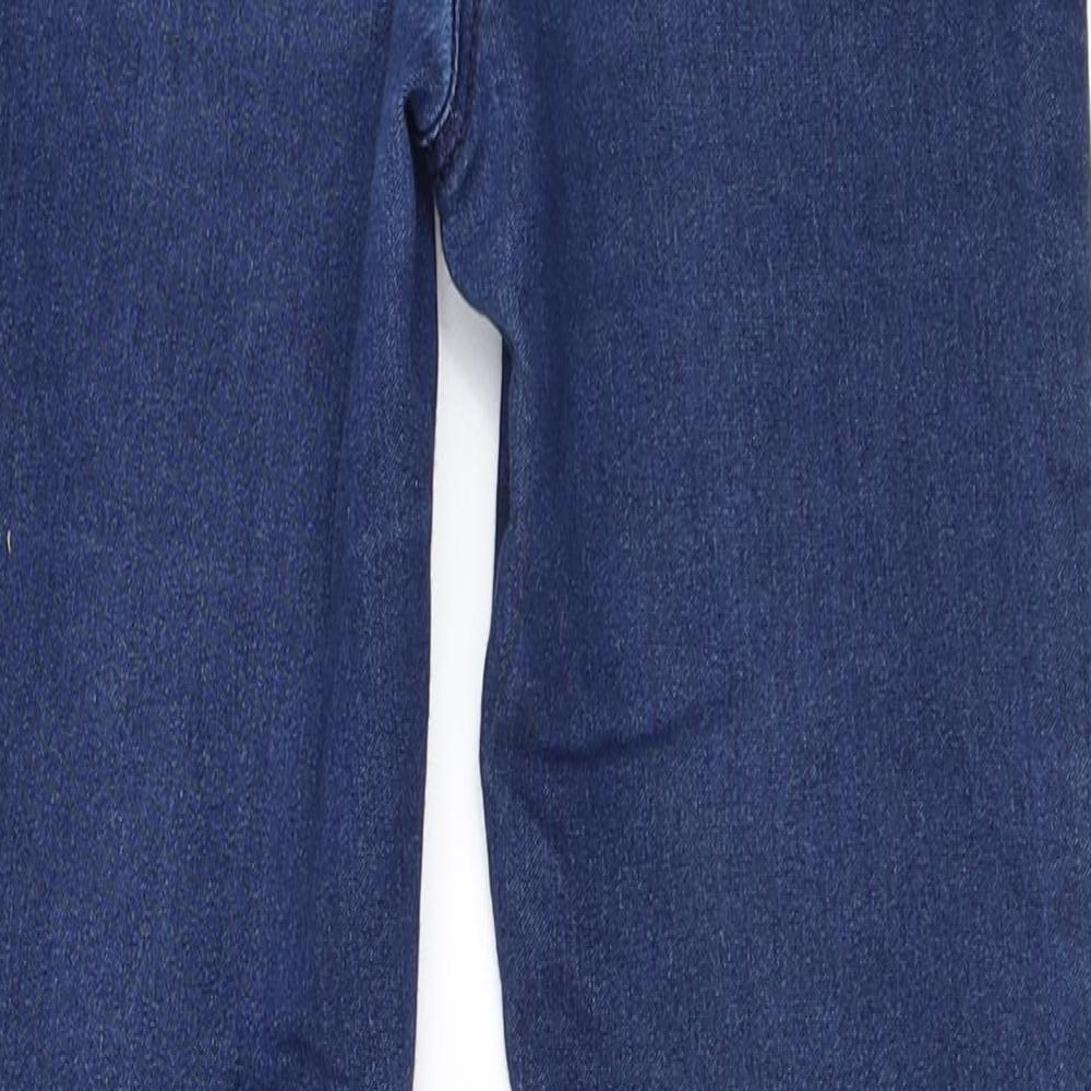 Brand and care label for Tu girls’ blue denim skinny jeans, size 9, years