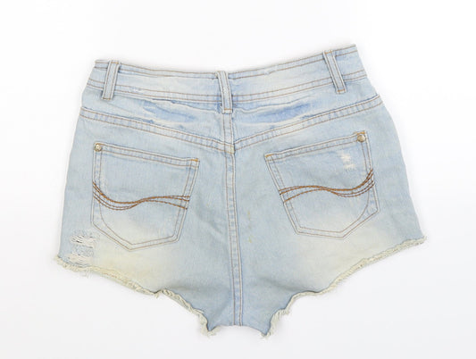 Denim Co Womens Blue Denim Hot Pants Shorts Size 8 - Distressed