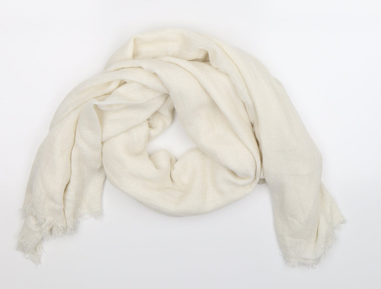 Front view of Preworn women’s white knit scarf