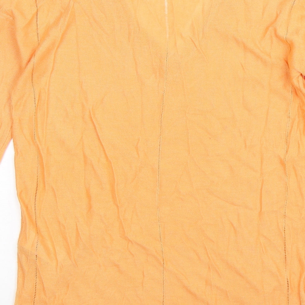 Brand and care label for Next women’s orange knit jumper, size UK 6