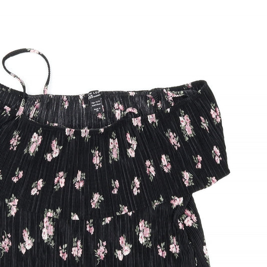 New Look Girls Black Floral Basic Blouse Size 14-15 Years