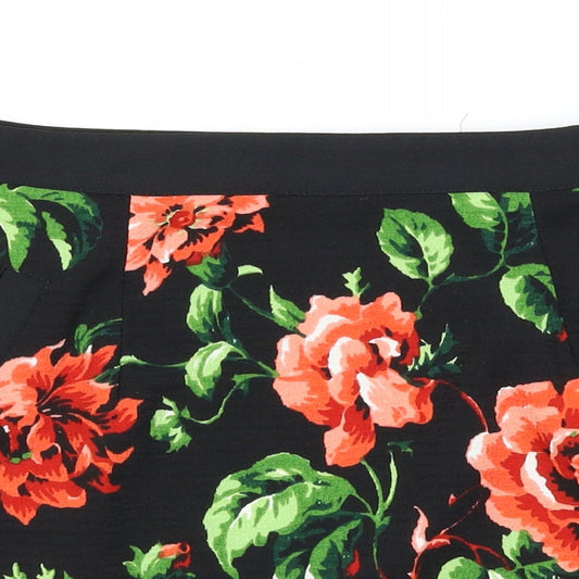 Hearts & Bows Womens Black Floral Straight & Pencil Skirt Size 8