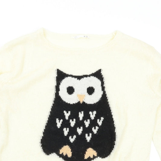 LFT Womens White Pullover Jumper Size M - Owl