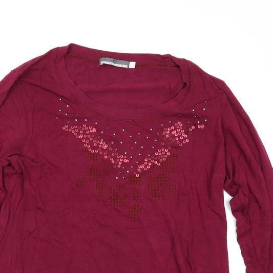 Cachemira Womens Purple Basic T-Shirt Size L