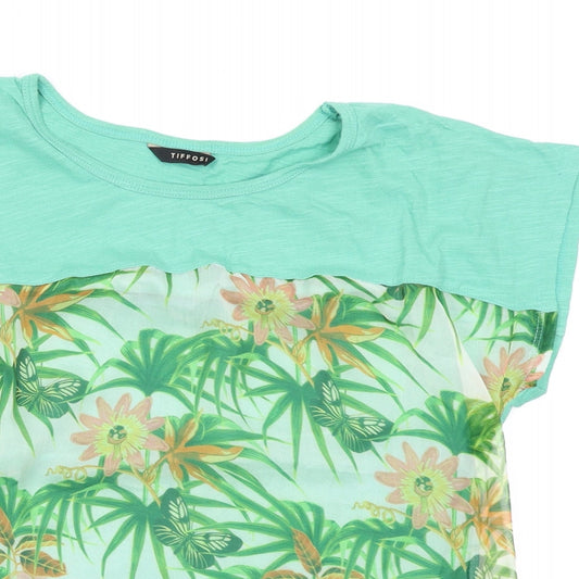 Tifosi Womens Green Floral Basic T-Shirt Size 12