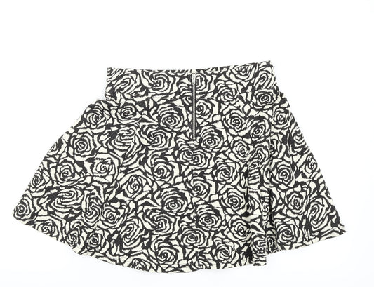 H&M Womens White Floral A-Line Skirt Size 8