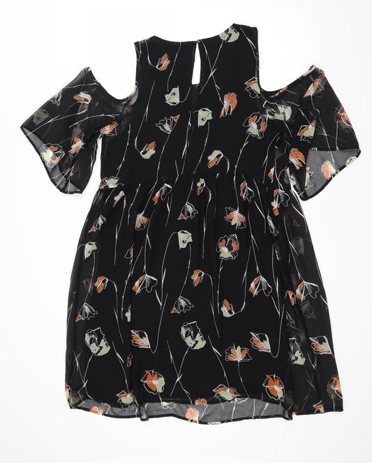 NEXT Womens Black Floral Fit & Flare Size 12 - internal slip
