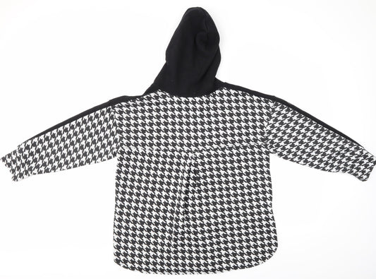 Cameo rose Womens Black Houndstooth Pullover Hoodie Size S