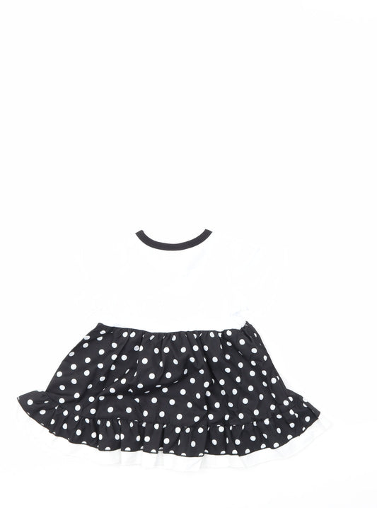 Preworn Girls Multicoloured Polka Dot T-Shirt Dress Size 6-9 Months