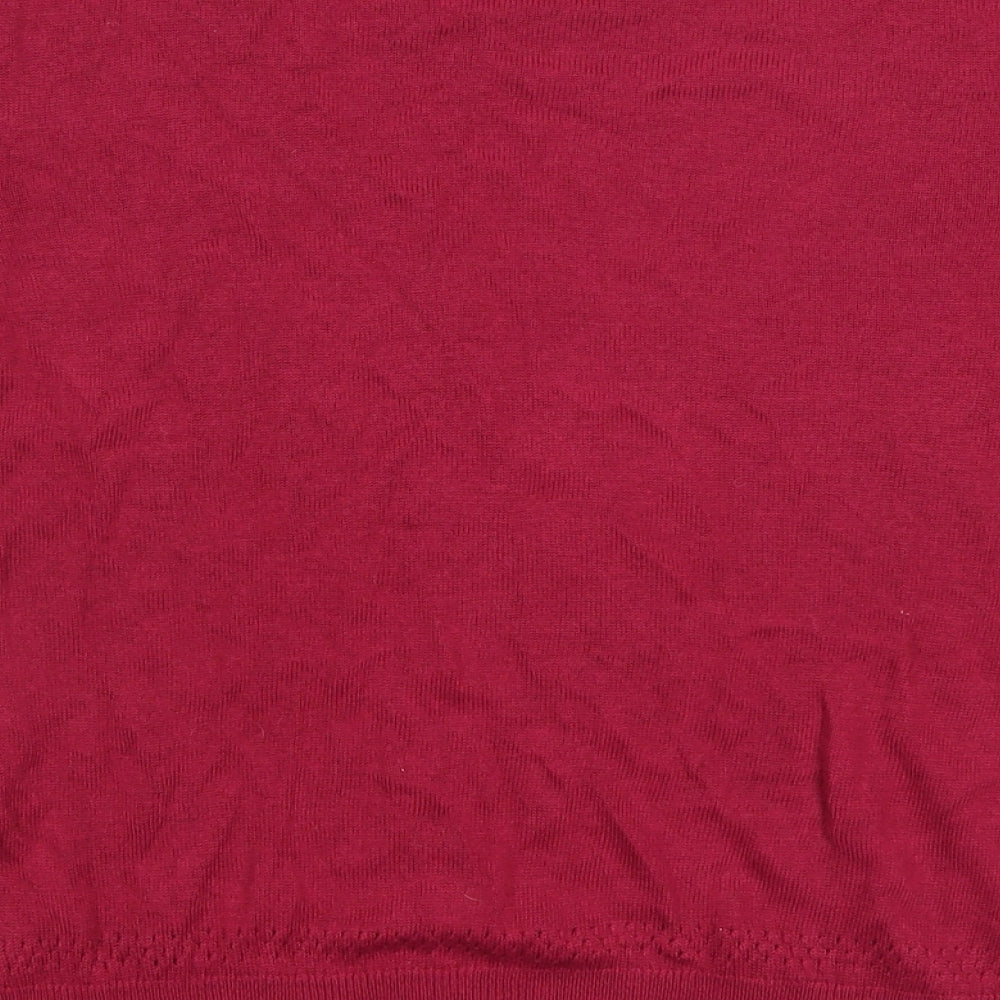Brand and care label for Marks & Spencer women’s purple jumper, size UK 12