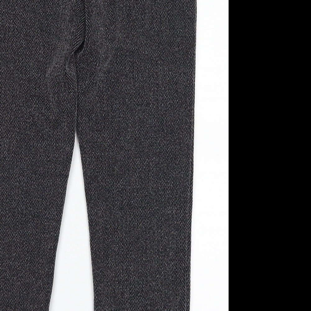 Brand and care label for straight led women’s black trousers, size UK 10, 25-inch leg