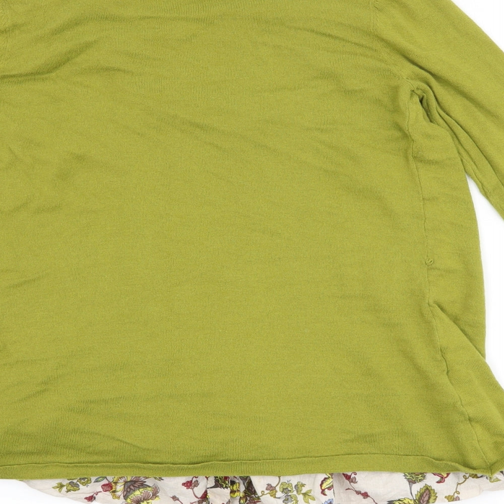 Brand and care label for Next women’s green floral cardigan jumper, size UK 8, - cardigan and top all in one