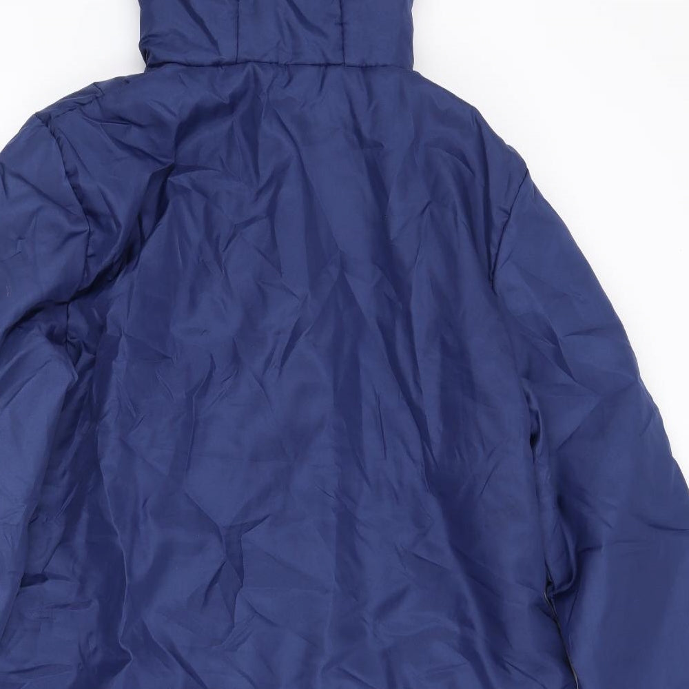 Brand and care label for Anne De Lancay women’s blue jacket coat, size M