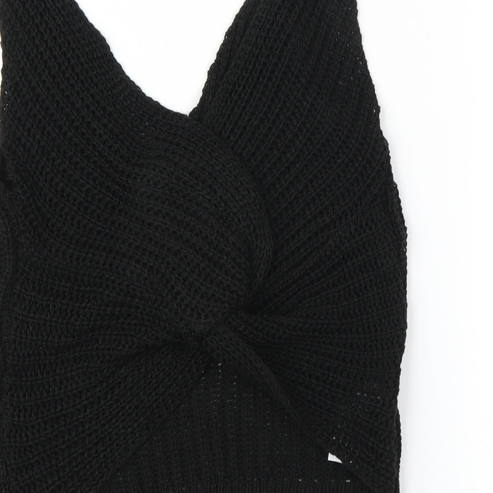 Brand and care label for New Look women’s black jumper, size S