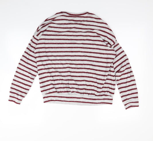 m&s Girls Red Striped Rayon Pullover Jumper Size 12-13 Years