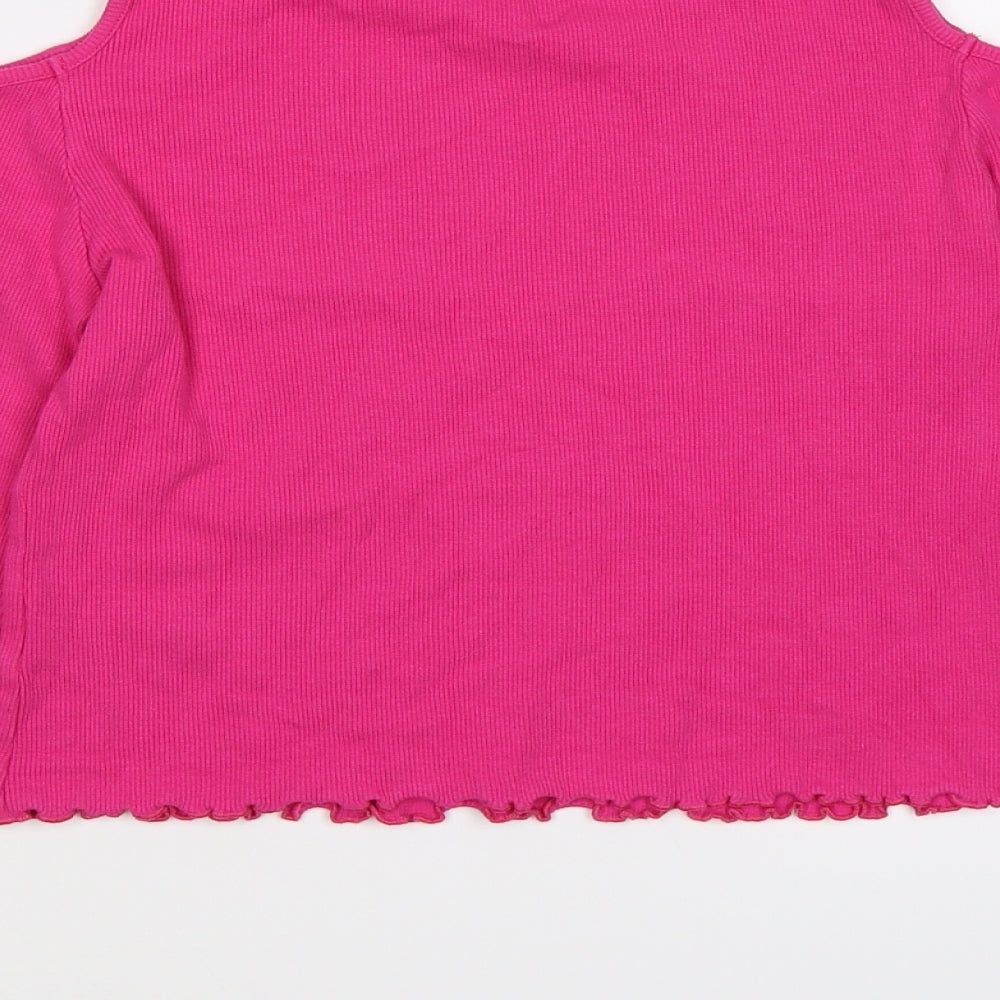 Brand and care label for M&Co girls’ pink jumper, size 13-14, years - cold shoulder