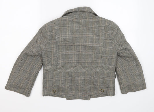 Moto Womens Grey Check Knit Jacket Size 10