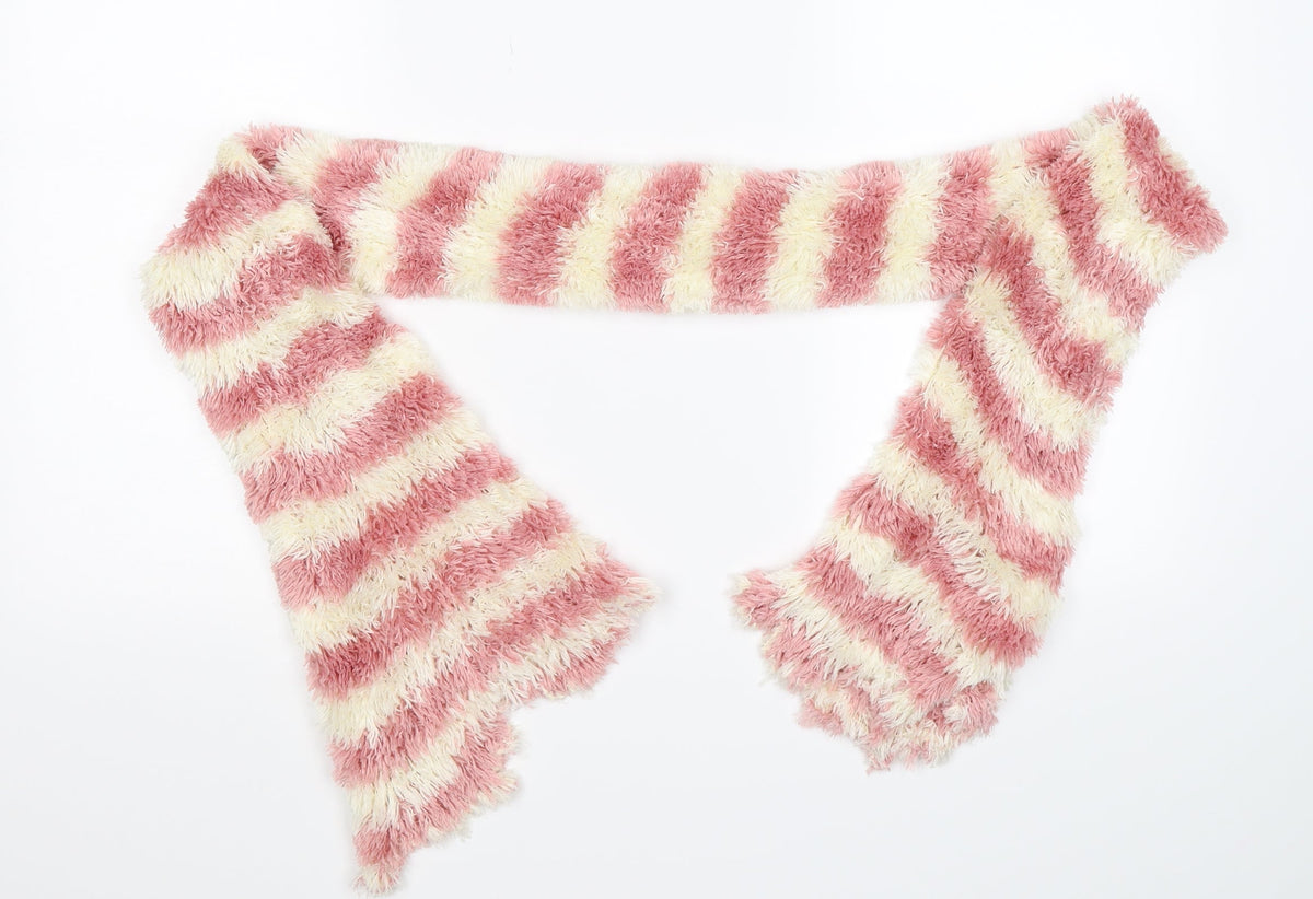Additional front view of prworn girls’ pink striped knit scarf scarves & wraps one size