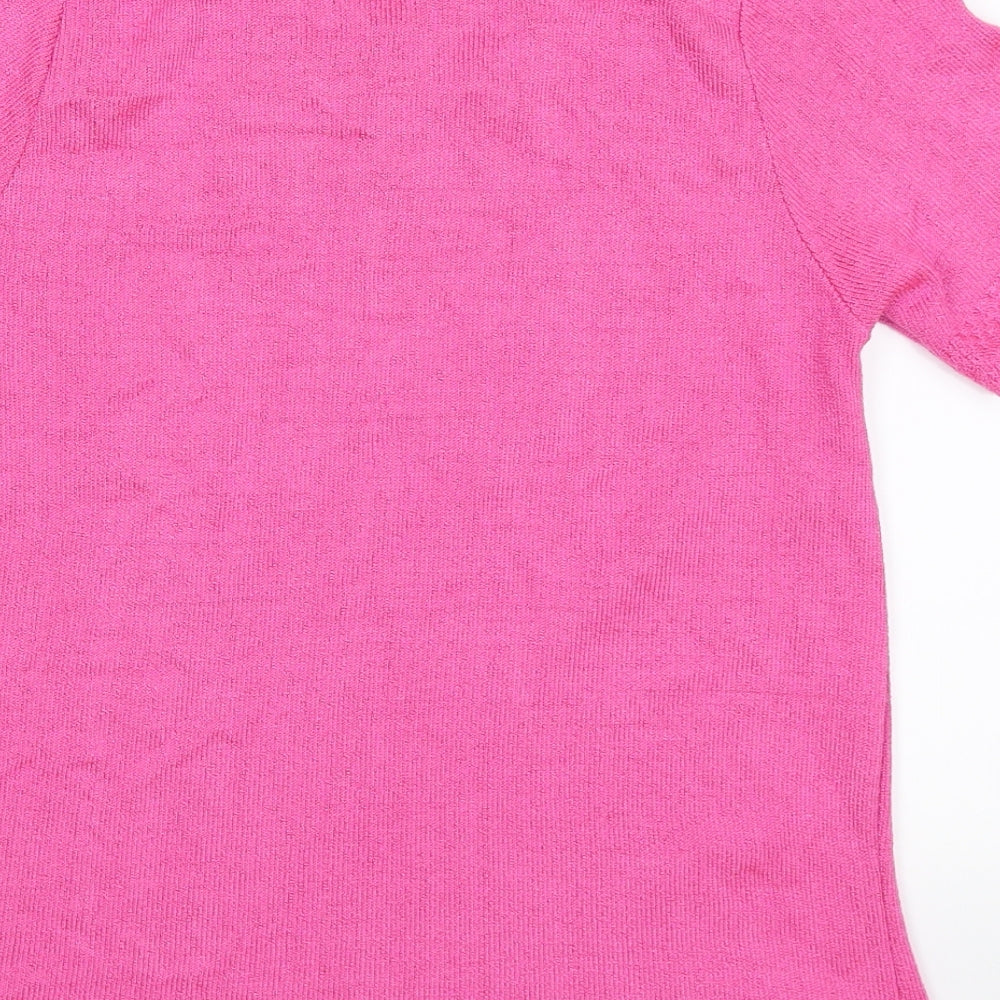 Brand and care label for elegant collection women’s pink knit jumper, size S