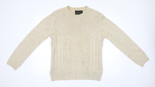 Red Hearing Mens Beige Pullover Jumper Size S